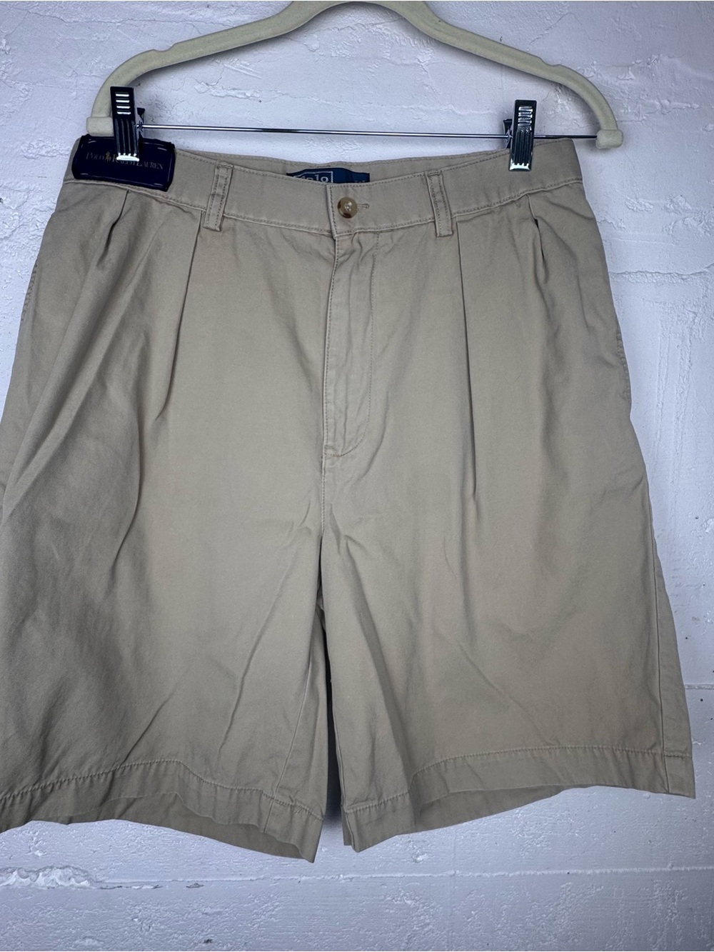 Vintage Polo by Ralph Lauren Tyler Shorts Men’s Khaki Pleated Chino Shorts 32
